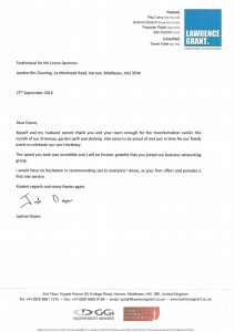 A letter from the Lawrence Group offering services for Exterior Cleaning and Commercial Cleaning.