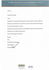 A letter from a company to a customer regarding Exterior Cleaning services.