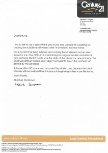 A letter from a Commercial Cleaning company to a customer.