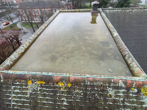 Flat roof flooded